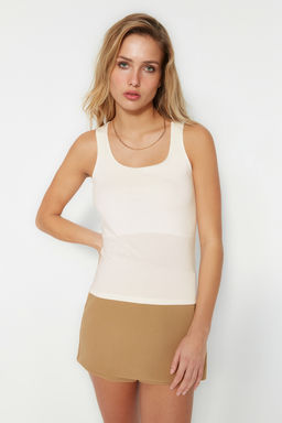 TRENDYOLMILLA Vizon Kare Yaka Fitted/Vucuda Oturan Esnek Orme Atlet TWOSS23AL00037  фото 16