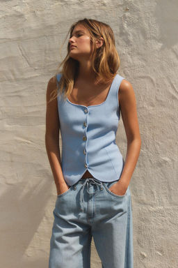 PLAIN KNIT CORSET TOP - Zara фото 9