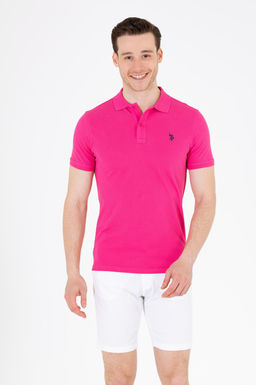 U. S. Polo Assn Мужская базовая футболка с воротником-поло цвета фуксии - U.s. polo assn фото 2