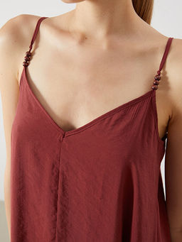 V Yaka Ask?l? A Kesim Modal Kar???ml? Elbise