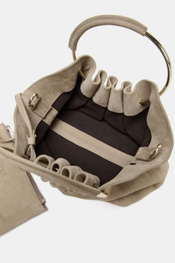 RIGID HANDLE SPLIT SUEDE BUCKET BAG - Zara фото 8