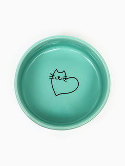 Миска керамическая Котик сердечко 250 мл - 11.511.54.5 см, мятная - Пижон фото 3