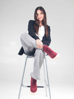 Ботинки 338.1541be. бордо замша/Байка