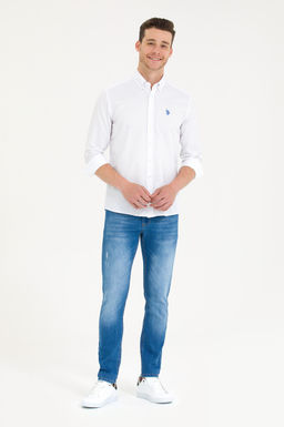 U. S. Polo Assn Мужская белая рубашка с принтом Saks - U.s. polo assn фото 4