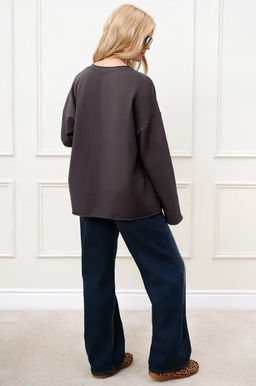 Женский лонгслив оверсайз из футера двухнитки Happyfox