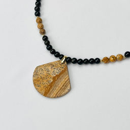 Колье из золотистого Обсидиана и песочной Яшмы 42 см +