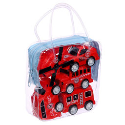 Набор машин «Пожарная», 4 машинки и вертолёт, инерция