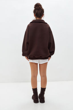 Толстовка женская из футера начес Комфорт шоколад макси