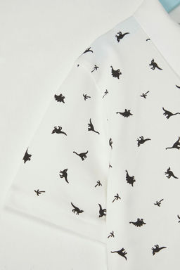 Ekru Erkek Cocuk %100 Pamuk Bask?l? Polo Yaka K?sa Kol Orme T-Shirt TKDSS25TS00082 - Trendyolmilla фото 4