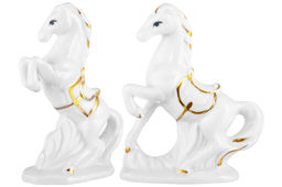 Набор фигурки декоративные 2 пр. 5,5*3*8,5 см, 6,5*2,5*8,5 см Лошади белая с золотом, фарфор - Elan gallery фото 5