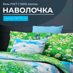 Наволочка 50*70 см, бязь ГОСТ, на клапане (Русское поле 3 D)