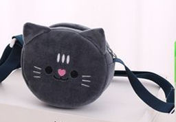 Сумочка плюшевая "Black cat", black (15*13 см)