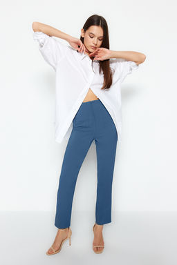 Indigo Cigarette Kal?p Pensli Yuksek Bel Bilek Boy Dokuma Kumas Pantolon TWOSS20PL0515