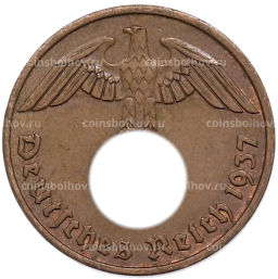 Монета 2 рейхспфеннига 1937 года A Германия