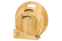 Комплект 3 досок 35*35*1,8 см, 30*30*1,8 см, 25*25*1,8 см "Круг с ручкой" на дер. подстав.