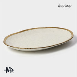 Блюдо фарфоровое сервировочное Magistro Poursephona, 30.7×21.5 см, бежевый