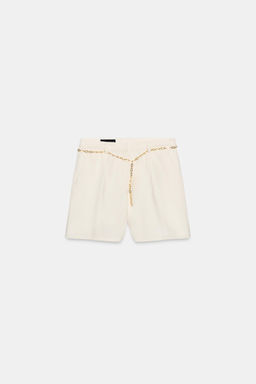 BERMUDA Z1975 DENIM CINTUR?N CADENA / Blanco