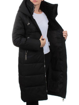 23-636 BLACK Пальто зимнее женское (холлоффайбер 150 гр., искусственная дубленка) - Fashion фото 7