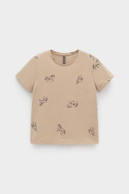 КР 302664/нежный бежевый,милые лошадки к567 фуфайка (футболка) для дев