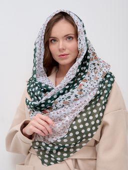 Большой, мягкий, тонкий и очень нежный двусторонний палантин с рисунком в стиле арт-деко - Tantino фото 6