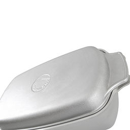 Гусятница алюминиевая 4,5л, 39х22х14,5см, литая, металлическая жаропрочная крышка-противень (Россия)