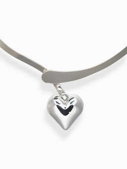 Набор 2 предмета: серьги, чокер «Обруч» сердце, цвет серебро