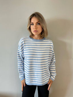 K11923 Джемпер (вязаный трикотаж) ГОЛУБОЙ