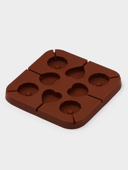 Форма для леденцов Доляна Свидание, силикон, 14.5?14.5?1.5 см, 8 ячеек (3.5?3.5 см), с палочками, коричневая