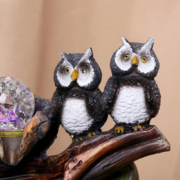 Фонтан настольный «Две совы у камня», 20.5×27 см, с подсветкой
