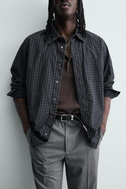 CAMISA RELAXED FIT CUADROS / Azul / Gris - Zara фото 5