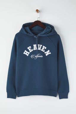 Teen Petrol Slogan Nak?sl? Oversize/Genis Kal?p Kapusonlu Orme Sweatshirt TWOAW26SW00175
