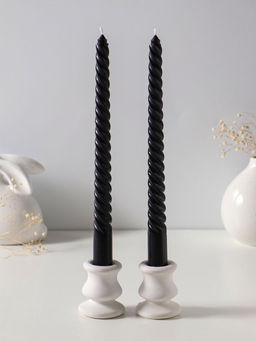 Цена за 2 шт. Свеча витая 25 см (набор 2 шт) 57 гр, 5 ч, цв. чёрный