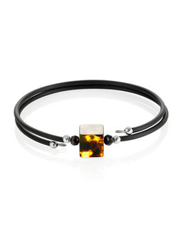 Браслет на силиконовом обруче с натуральным янтарём Оклахома