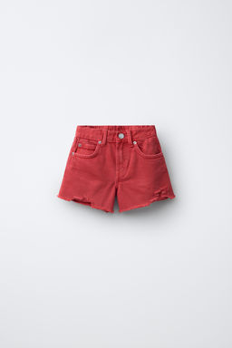 BERMUDA DENIM ROTOS / Rojo