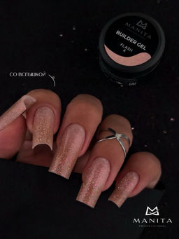 Manita Professional Гель моделирующий для ногтей с хлопьями юки / Builder Gel Flash №04, 15 мл