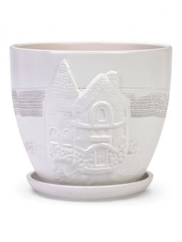 Набор горшков цветочный поддоном 4 шт 0,6 / 1,4 / 2,5 / 5 л керамика белый Галандия