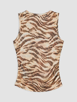 Bisiklet Yaka Zebra Desenli B?zg?l? Bluz