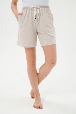 Шорты женские из футера Таиланд бежевый меланж - Амадэль фото 2