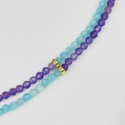 Колье двойное из Амазонита и Аметиста 38 см +