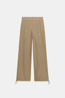 PANTAL?N ANCHO CORDONES CON LINO / Arena - Zara фото 8