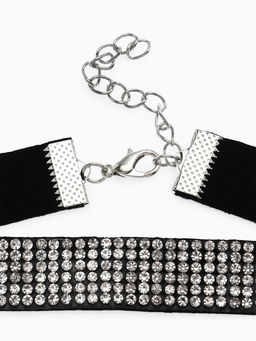 Чокер Грация искр, тонкий, цвет черно-серебряный, L=30 см