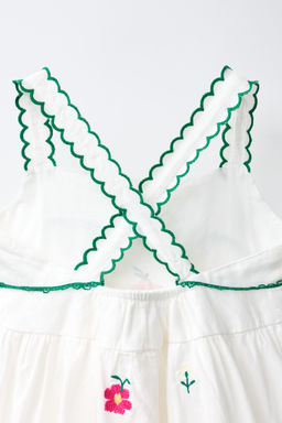 VESTIDO BORDADO FLORAL / Blanco / Verde - Zara фото 5