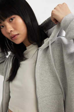 Толстовка на молнии с капюшоном Cool Regular Fit - Defacto фото 4