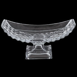 Блюдо стеклянное "Ладья зигзаг" 29,6х11,4х14см, 600мл, на ножке, основание 10,6х10,6см, в коробке (Китай)