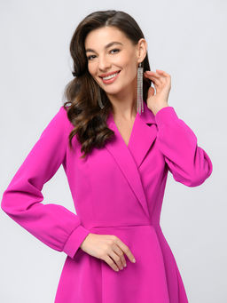 Платье цвета фуксии длины мини с длинными рукавами - 1001dress фото 4