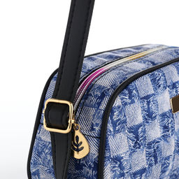 Сумка женская кросс-боди на молнии, 20.5×6.5×11.5 см, в клетку, синяя