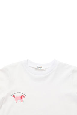 Beyaz K?z Cocuk %100 Pamuk Hayvan Bask?l? Regular/Normal Kal?p K?sa Kol Orme T-Shirt TKDSS24TS00046 - Trendyolmilla фото 7