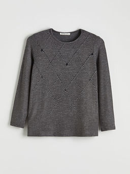 Bisiklet Yaka Baklava Desenli Kad?n Ti??rt