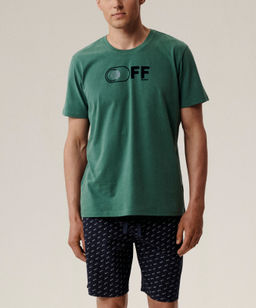 ATLANTIC NMP-395 Пижама мужская Off сосново-зеленый + темно-синий