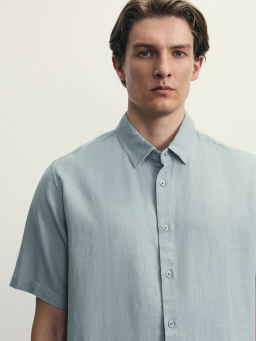 Рубашка regular fit со льном / Zarina  фото 7